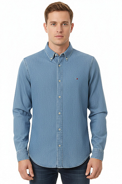 TOMMY HILFIGER Pánská Košile Modrá Second Hand Vel. S