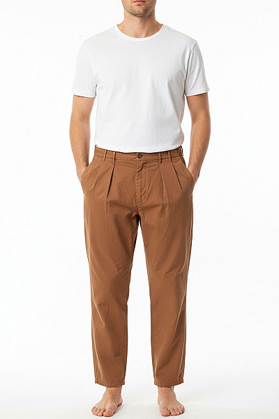 Pánské Kalhoty Rovné Hnědé Vel. 50