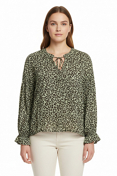 Vzorovaná  Halenka Zelená Cream Vel. 40