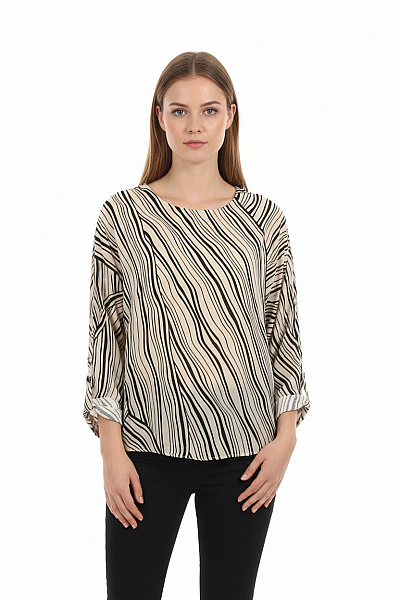 MANGO Vzorovaná  Halenka Černobílá Vel. S