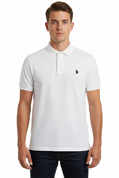 U.S.POLO ASSN. Pánské Tričko S Límečkem Bílé