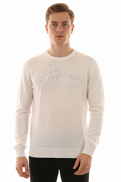 ARMANI Pánský Pulovr Bílý Vel. M