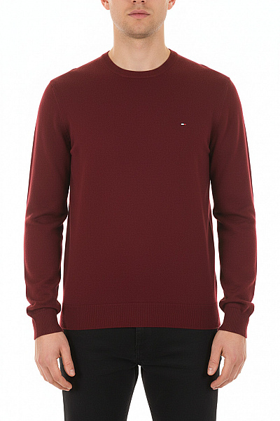 Pánský Svetr Vlněný Vínový TOMMY HILFIGER Second Hand Vel. M