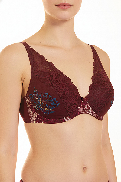 Podprsenka Krajková červená Květinový Vzor