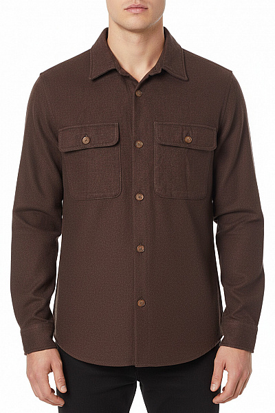 Pánská Košile Jednobarevná Hnědá JACK & JONES Vel. L