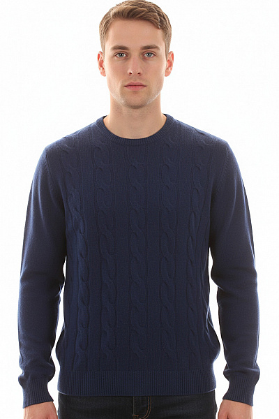 Pánský Svetr Vlněný Modrý Vel. M