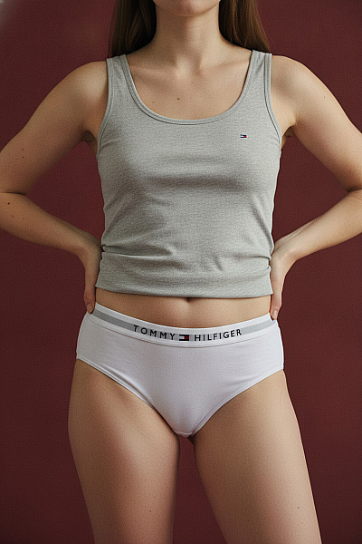 TOMMY HILFIGER Dívčí Bavlněné Kalhotky Bílé Velikost 14/16 Roku