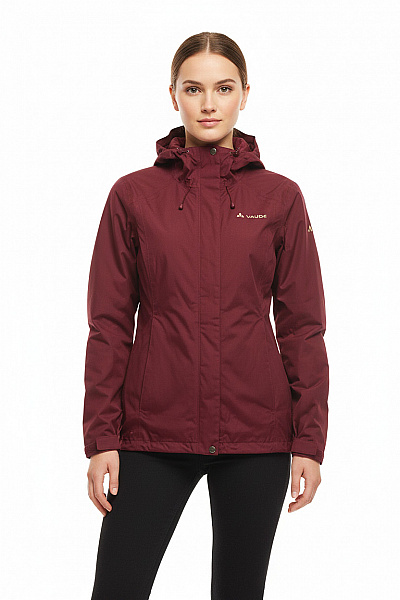 VAUDE Dámská Přechodová Outdoorová Bunda S Kapucí Turistická Vínová Vel. 38