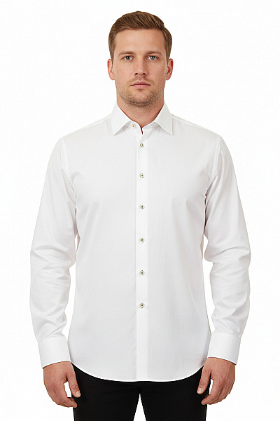 Fakts Pánská Košile Jednobarevná Bílá Vel. 46