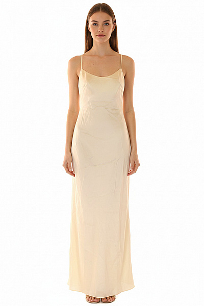 MADE IN ITALY Dlouhé šaty Na Ramínka Společenské Saténové Jednoduché Velikost IT 44