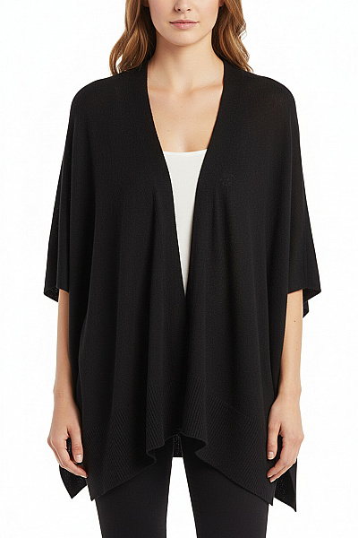RICH&ROYAL Černý Dámský Lehký Volný Asymetrický Kardigan Bez Zapínání Velikost XS
