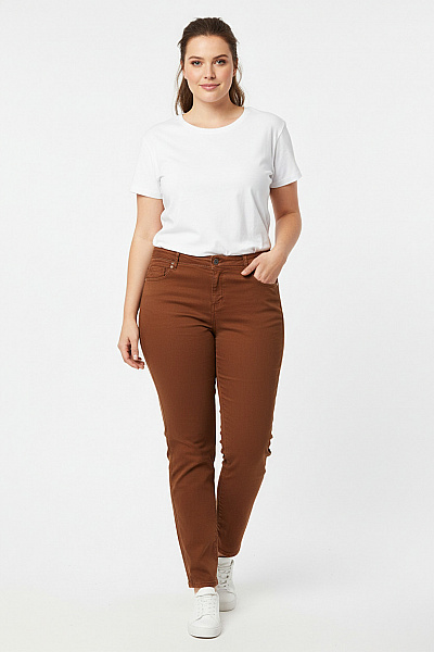 Dámské Kalhoty Rovné Hnědé Cartoon