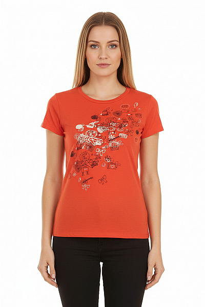 Dámské Tričko S Potiskem Oranžové Vel. M