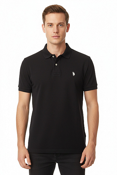 U.S.POLO ASSN. Pánské Tričko S Límečkem Černé Vel. M