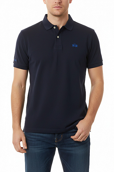 Pánské Tričko S Límečkem Modré La Martina Second Hand Vel. L