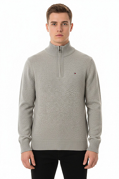 TOMMY HILFIGER Pánský Pulovr Vlněný Šedý