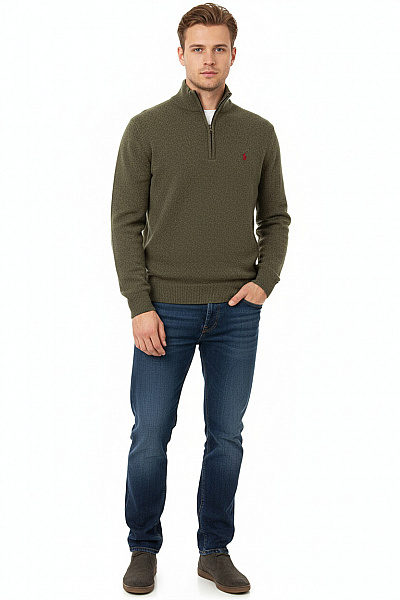 Pánský Svetr Lněný Zelený Mcs Vel. M