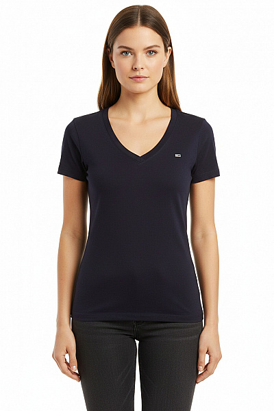 Jednoduché Dámské Tričko Modré TOMMY HILFIGER Vel. S