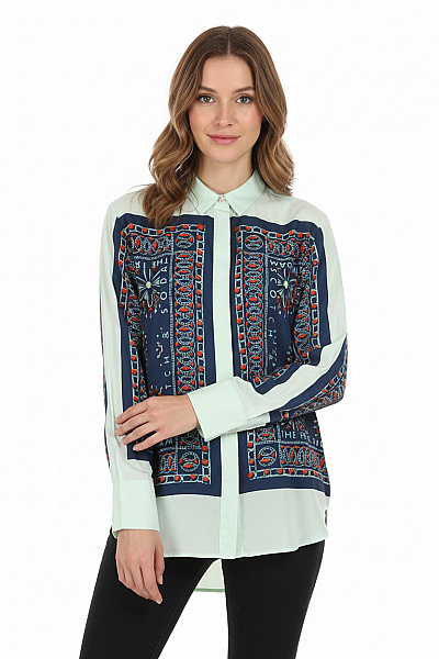 Scotch & Soda Dámská Světlezelená Košile S Dlouhým Rukávem Vzorovaná Ležérní Velikost 36