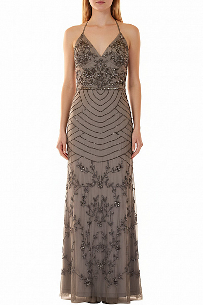 AngelEye Dlouhé Společenské šaty Na Ramínka S Výšivkou Velikost Xs