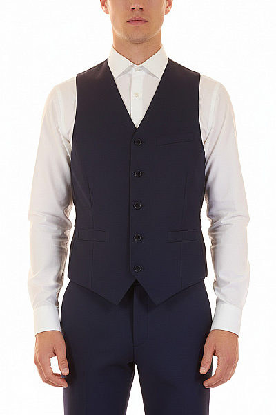 Společenská Pánská Vesta Vlněná Modrá DOUGLAS HAYWARD Vel. 48