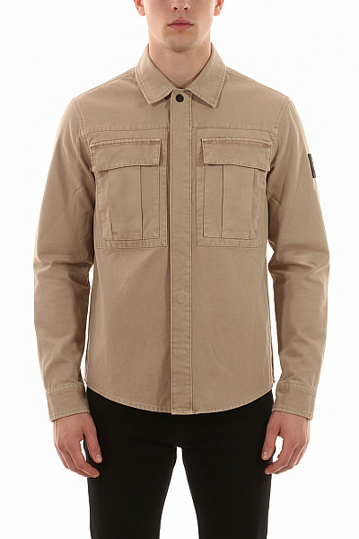 Calvin Klein Pánská Košile Jednobarevná Béžová Vel. S