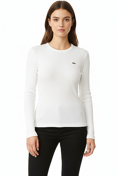 LACOSTE Jednoduché Dámské Tričko Bílé Vel. 40