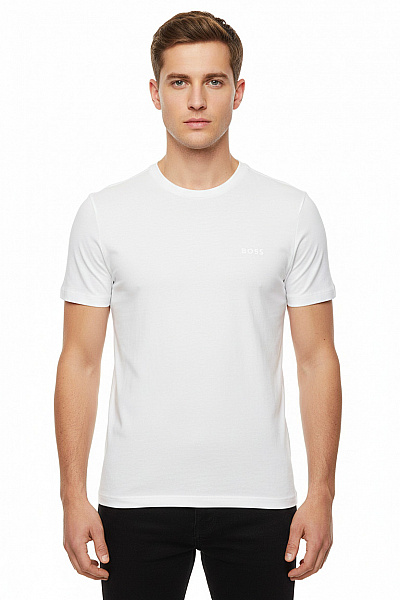 Jednoduché Pánské Tričko S Krátkým Rukávem Bavlněné Bílé Hugo Boss