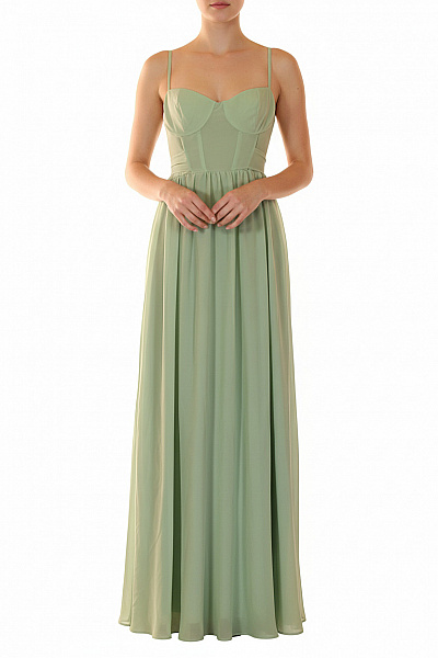 TFNC Dámské šaty Na Ramínka Dlouhé Pastelové Korzetové šifonové Společenské Vel. 16