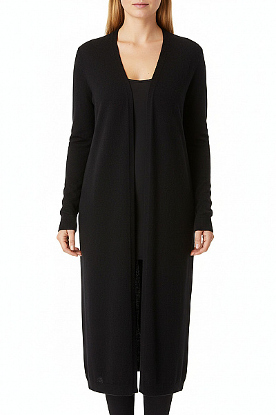 APANAGE Dlouhý Viskózový černý Kardigan Elegantní Volný Velikost Xl
