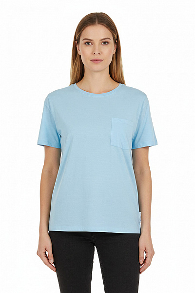 Marc O´Polo Dámské Modré Basic Tričko S Krátkým Rukávem A Kapsou Velikost M