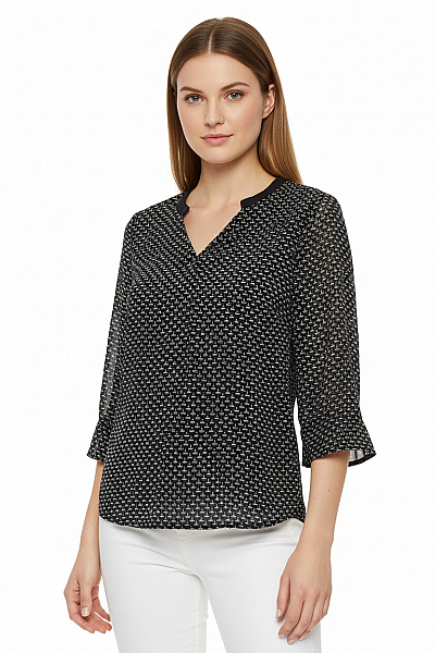 MANGO Vzorovaná  Halenka Černá Second Hand Vel. S