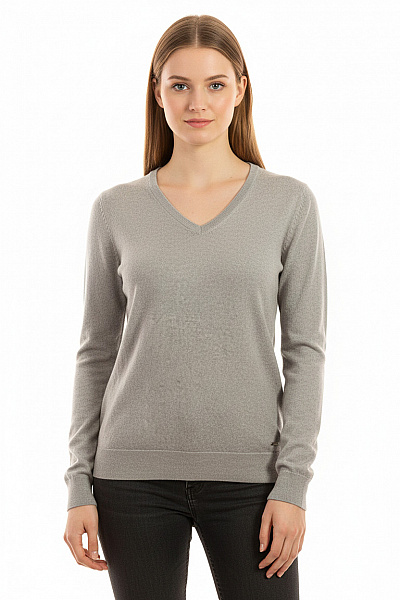 Ragman Pánský šedý Svetr Pulovr Lehký Basic S Výstřihem Do V Vel. S