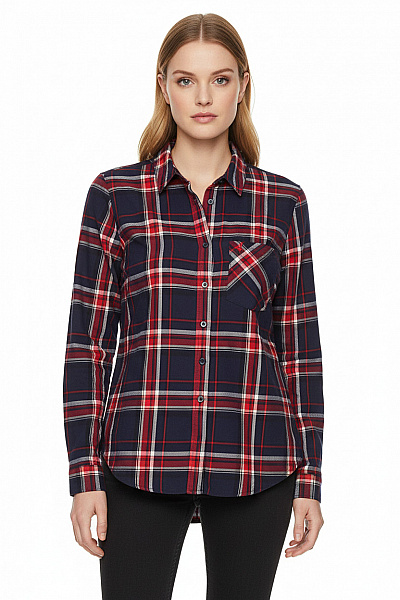Next Dámská Kostkovaná Flanelová Košile Dlouhý Rukáv Modrá červená Velikost 38