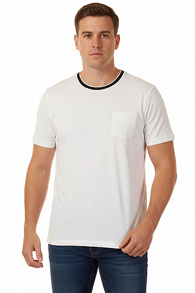 PIERRE CARDIN Jednoduché Pánské Tričko Bílé Vel. XXL