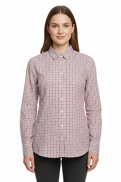 MANGO Dámská Kostkovaná Košile S Dlouhým Rukávem červená Bílá Velikost M