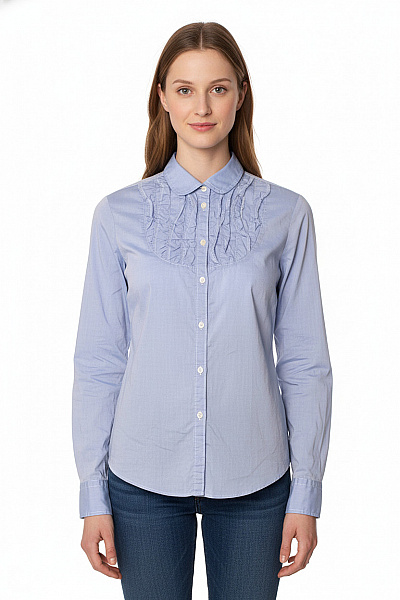 Gap Dámská Modrá Košile S Dlouhým Rukávem A Volánky Vel. 2