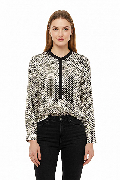 Vzorovaná  Halenka Černobílá MANGO Vel. S