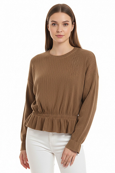 Jednoduché Dámské Tričko Khaki ZARA Vel. S