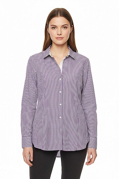 JOOP! Dámská Fialovo-bílá Kostkovaná Košile S Dlouhým Rukávem Ležérní Vel. 42