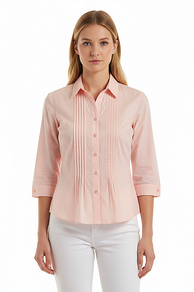Marks & Spencer Dámská Polyesterová Růžová Košile Elegantní Vypasovaná 3/4 Rukáv Velikost 14