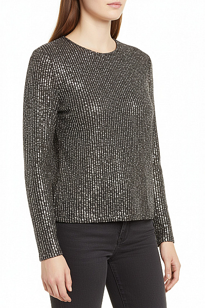 Custommade Dámská Společenská Halenka S Dlouhým Rukávem Tmavě Hnědá Flitrovaná Velikost 40