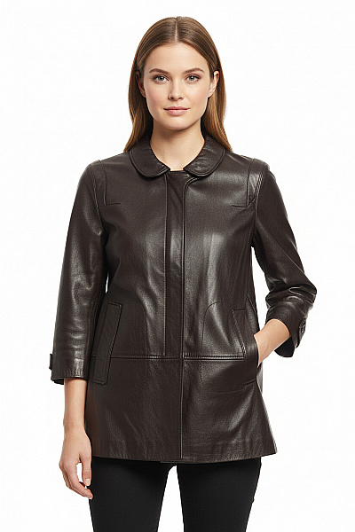 See By Chloe Dámský Kožený Krátký Kabát Elegantní Moderní S 3/4 Rukávy Velikost 42