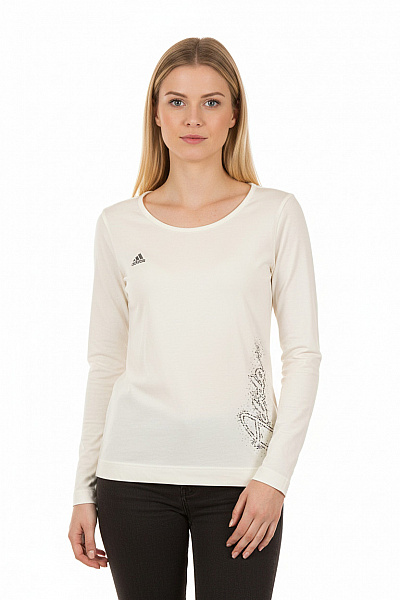 ADIDAS Dámské Bavlněné Sportovní Tričko S Dlouhým Rukávem Krémové S Nápisem Vel. 42