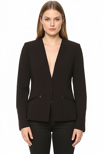 MANGO Černý Polyamidový Blejzr Bez Límce Elegantní Moderní Bez Zapínání Velikost 40