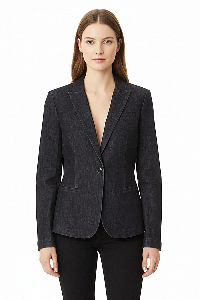 BANANA REPUBLIC Dámský Bavlněný Tmavě Modrý Denim Blejzr Jednořadé Ležérní Na Běžné Nošení Vel. 10