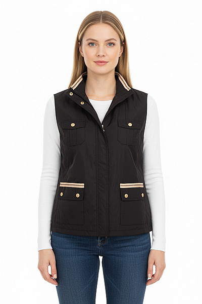 BASLER Dámská černá Krátká Polyesterová Vesta Bez Rukávů Vel. 42