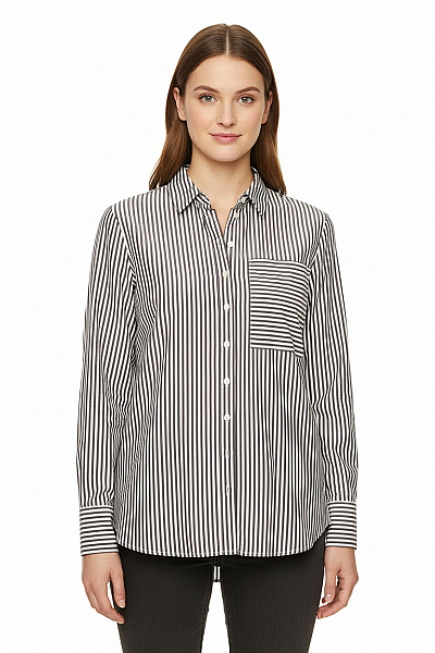 Steps Dámská Pruhovaná Košile S Dlouhým Rukávem A Náprsní Kapsou Vel. M