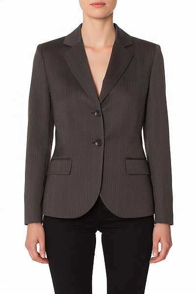 S.OLIVER Dámský Polyesterový Blejzr šedý Vypasovaný Elegantní Společenské Dvouřadé Pruhované Velikost DE 38