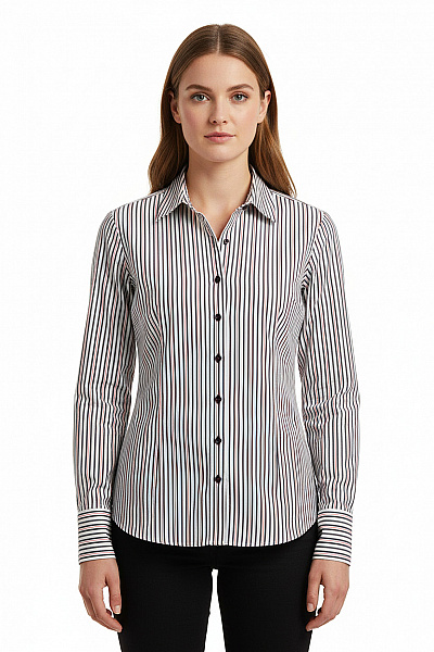 ETERNA Dámská Bavlněná Košile S Dlouhým Rukávem Slim Fit Pruhovaná Elegantní Velikost 38